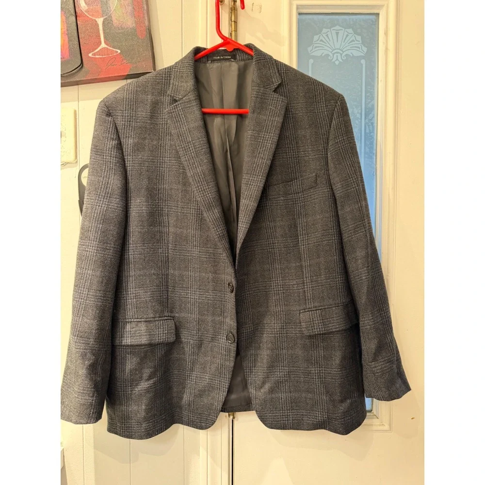 Lauren Ralph Lauren Mens Grey Glen Plaid Two Button Blazer Sport Coat